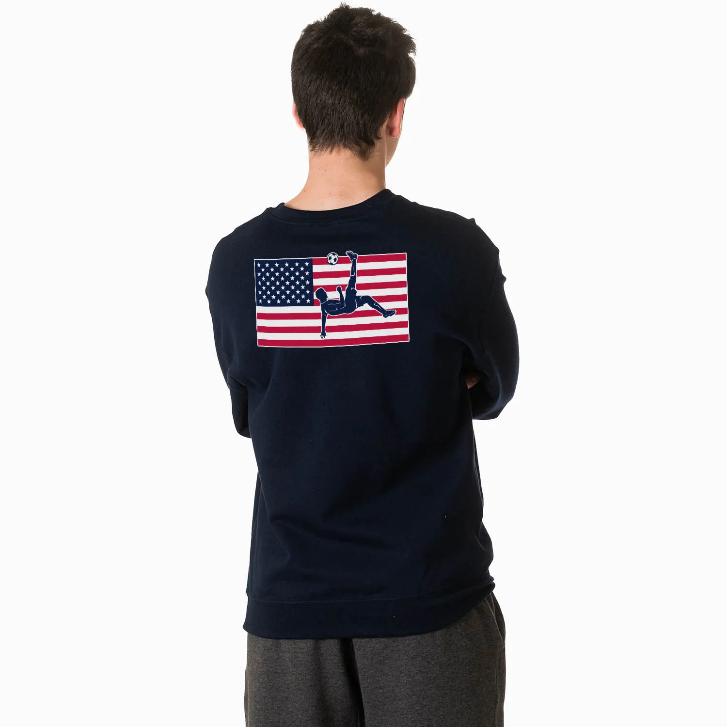 Soccer Crewneck Sweatshirt - Patriotic Soccer (Back Design) 